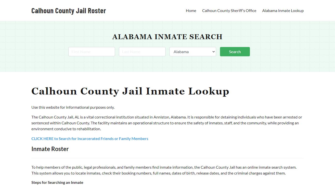 Calhoun County Jail Roster Lookup, AL, Inmate Search