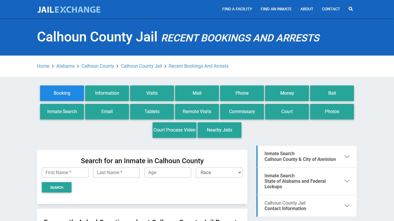 Calhoun County Jail AL Recent Arrests and Bookings - Jail Exchange